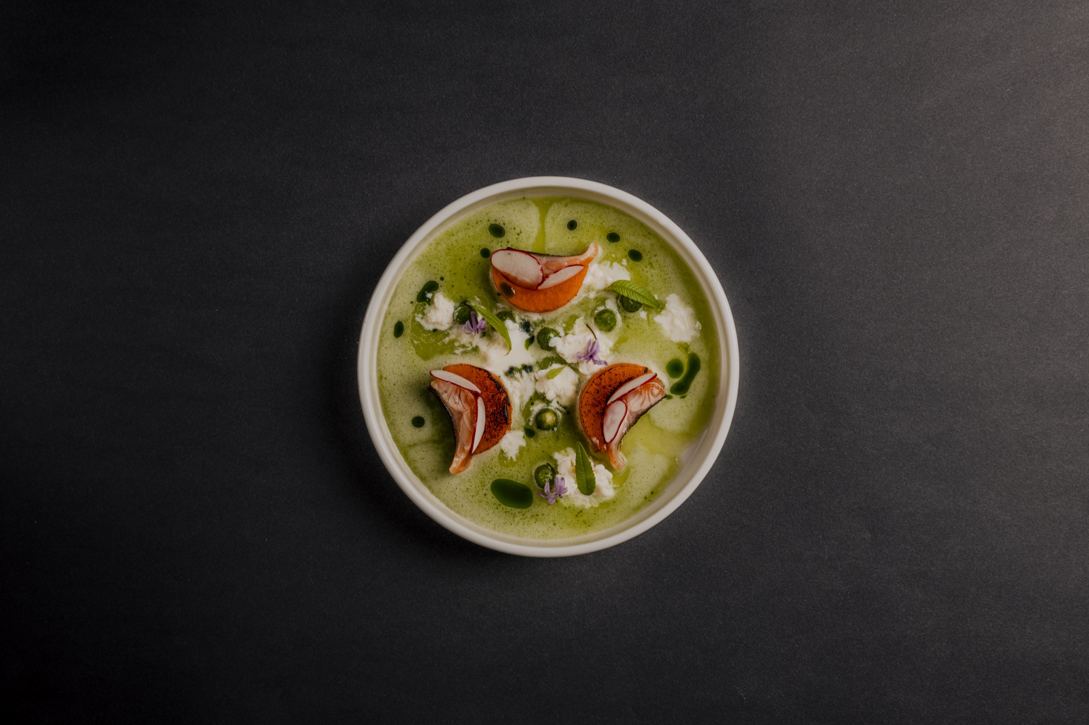 Gruenes Fischgericht mit Kräutern und Radieschen